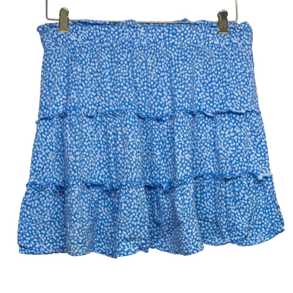 Large WILD FABLE Cottagecore Boho Summer Lightweight Floral Tiered Mini Skirt